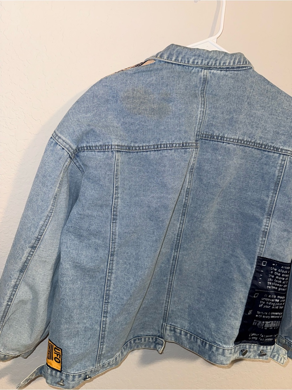 Denim Patchwork Jacket - Light Blue with Multicolor Patches Daisey one of a kind - Picture 11 of 13